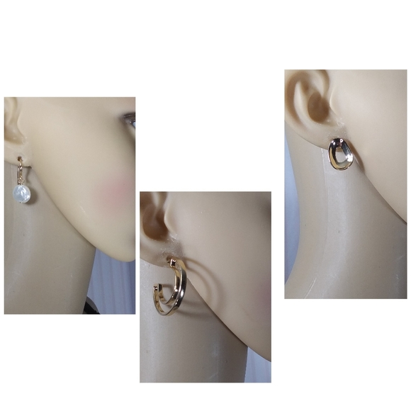 ALFANI Elegant Gold Tone Pierced Earrings 3 Classic Pairs Post & Wire NWT - Picture 10 of 12